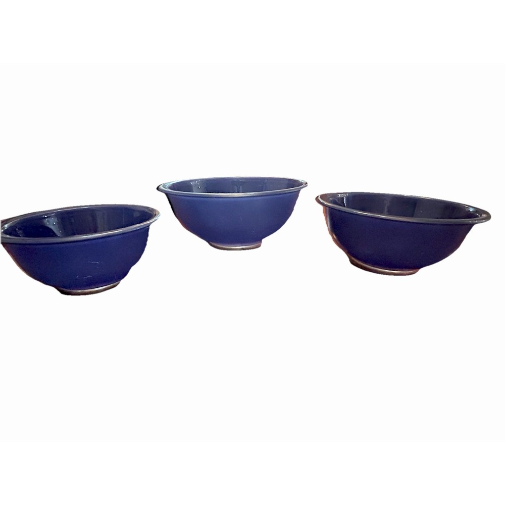 Vtg Pyrex Cobalt Blue Nesting Mixing Bowls Set of 3 (322, 323, 325)
